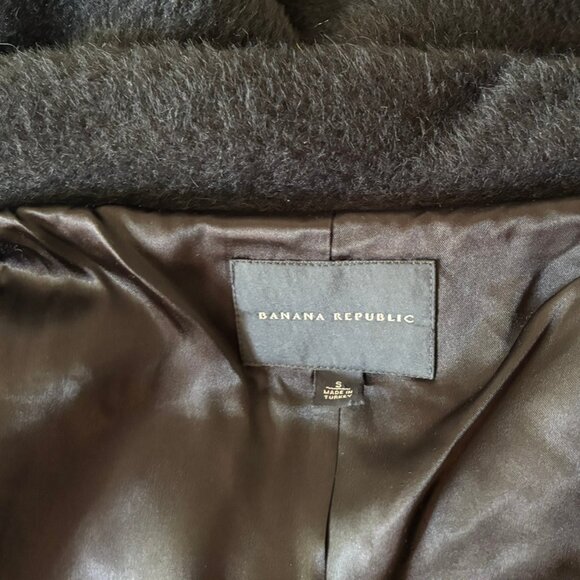 Banana Republic Black Alpaca & Wool Shawl Collar Coat - Size S - Picture 4 of 6